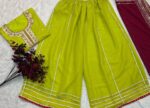 Parrot Color Faux Georgette Fabric Sequence Jari Embroidery Work Sharara Suit