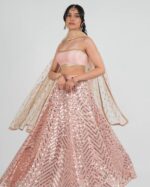 Peach Color Georgette Fabric Sequence With Jari Work Lehenga