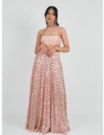 Peach Color Georgette Fabric Sequence With Jari Work Lehenga