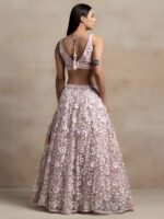 Pink Color Soft Net Fabric Thread With Multiple Sequence Work Lehenga