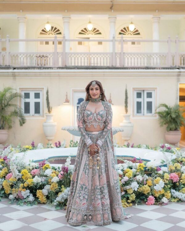 Pista Color Kasturi Silk Fabric Sequence With Pearl Work Lehenga