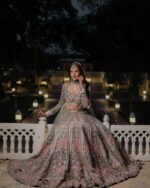 Pista Color Kasturi Silk Fabric Sequence With Pearl Work Lehenga