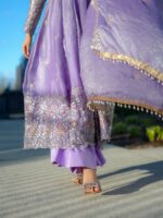 Purple Color Fendi Silk Fabric Thread With Sequence Work Anarkali Suit