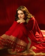 Red Color Vichitra Silk Fabric Thread With Sequence Work Gown