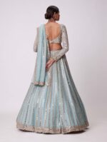 Sky Blue Color Rangoli Silk Fabric Foil Mirror Work Lehenga