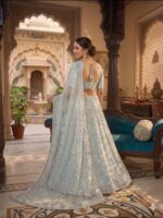 Sky Blue Color Rangoli Silk Fabric Foil Mirror Work Lehenga