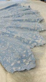 Sky Blue Color Slub Silk Fabric Resham Thread With Rainbow Sequence Work Lehenga