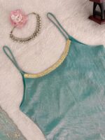Sky Color Fendi Silk Fabric Thread With Sequence Work Palazzo Suit