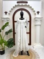 White Color Faux Georgette Fabric Thread With Sequence Work Gown