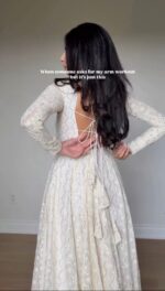 White Color Faux Georgette Fabric Thread With Sequence Work Gown