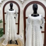 White Color Faux Georgette Fabric Thread With Sequence Work Gown
