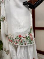 White Color Fendi Silk Fabric Thread Work Farshi Style Palazzo Suit