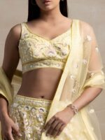 Yellow Color Soft Net Fabric Thread With Multiple Sequence Work Lehenga