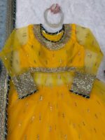 Yellow Color Soft Net Fabric Thread With Sequence Work Lehenga Gown