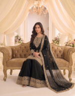Black Color Chinon Fabric Sequence Embroidery Work Sharara Suit
