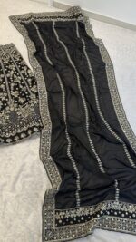 Black Color Chinon Silk Fabric Jari With Sequence Work Lehenga