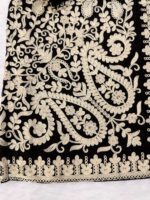 Black Color Faux Georgette Fabric Cross Stitch Embroidery Work Palazzo Suit