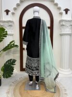 Black Color Glass Fabric Thread Work Suit