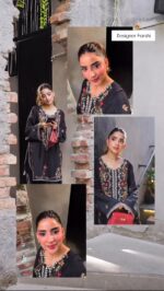 Black Color Rayon Fabric Thread Work Farshi Style Suit