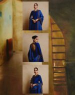 Bollywood Actress Janhvi Kapoor Dark Blue Color Chinon Fabric Sequence Work Anarkali Suit
