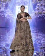Bollywood Actress Tara Sutaria Brown Color Thai Silk Fabric Thread With Sequence Work Lehenga