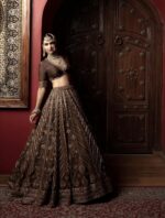 Bollywood Actress Tara Sutaria Brown Color Thai Silk Fabric Thread With Sequence Work Lehenga