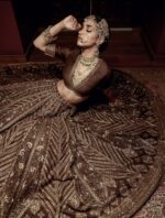 Bollywood Actress Tara Sutaria Brown Color Thai Silk Fabric Thread With Sequence Work Lehenga
