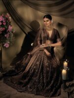 Bollywood Actress Tara Sutaria Brown Color Thai Silk Fabric Thread With Sequence Work Lehenga
