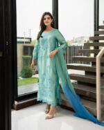 Bottle Green Color Heavy Rayon Fabric Thread Work Suit