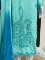 Bottle Green Color Heavy Rayon Fabric Thread Work Suit