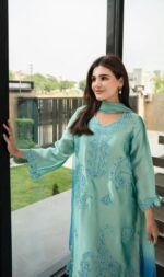 Bottle Green Color Heavy Rayon Fabric Thread Work Suit