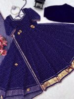 Dark Blue Color Faux Georgette Fabric Digital Print Work Anarkali Suit