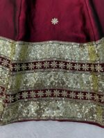 Dark Maroon Color Fendi Silk Fabric Thread With Sequence Work Gown