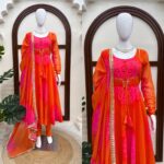 Fanta Color Faux Georgette Fabric Digital Print Work Anarkali Suit