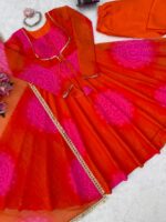 Fanta Color Faux Georgette Fabric Digital Print Work Anarkali Suit