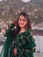 Green Color Mul Chanderi Fabric Thread With Sequence Work Gown