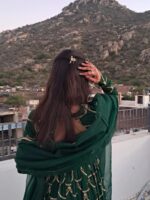 Green Color Mul Chanderi Fabric Thread With Sequence Work Gown