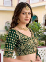 Green Color Rangoli Silk Fabric Jari And Dori With Sequence Embroidery Work Lehenga