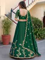 Green Color Rangoli Silk Fabric Jari And Dori With Sequence Embroidery Work Lehenga