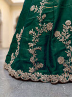 Green Color Rangoli Silk Fabric Jari And Dori With Sequence Embroidery Work Lehenga