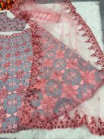Grey Color Mulberry Silk Fabric Sequence With Thread Embroidery Work Lehenga