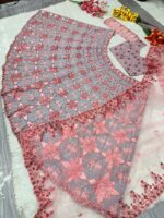 Grey Color Mulberry Silk Fabric Sequence With Thread Embroidery Work Lehenga