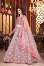 Grey Color Mulberry Silk Fabric Sequence With Thread Embroidery Work Lehenga