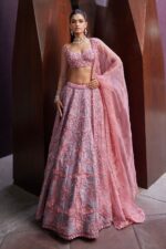 Grey Color Mulberry Silk Fabric Sequence With Thread Embroidery Work Lehenga