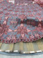 Grey Color Mulberry Silk Fabric Sequence With Thread Embroidery Work Lehenga