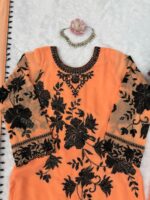 Light Orange Color Faux Georgette Fabric Thread With Sequence Work Palazzo Suit