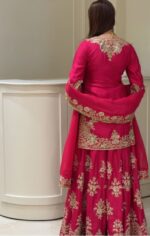 Light Pink Color Chinon Silk Fabric Thread With Sequence Work Palazzo Suit