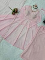 Light Pink Color Faux Georgette Fabric Hand Work Anarkali Palazzo Suit