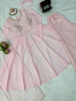 Light Pink Color Faux Georgette Fabric Hand Work Anarkali Palazzo Suit