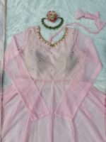 Light Pink Color Faux Georgette Fabric Hand Work Anarkali Palazzo Suit